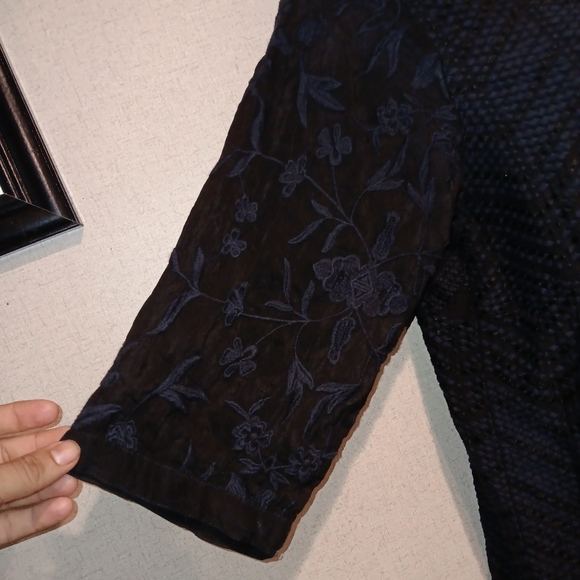 Johnny Was Black Lace Button-Up Mini Dress Size L - Picture 6 of 7